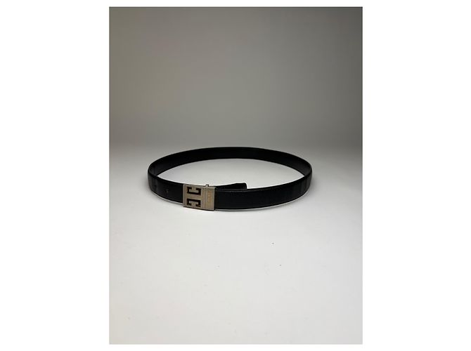 Vintage Givenchy Textured Leather Belt Black Silver Buckle - view 9