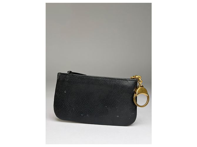 Vintage Loewe Pebbled Leather Zip Pouch Schwarz Gold - Ansicht 2