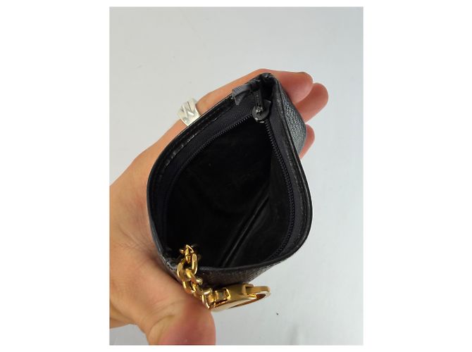 Vintage Loewe Pebbled Leather Zip Pouch Schwarz Gold - Ansicht 3