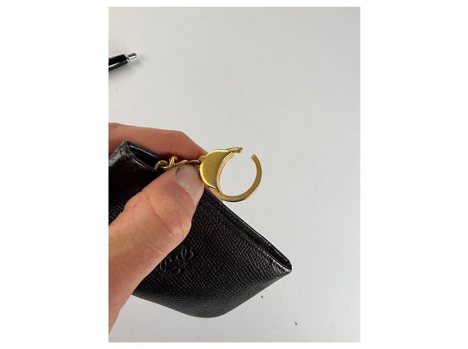 Vintage Loewe Pebbled Leather Zip Pouch Schwarz Gold - Ansicht 4