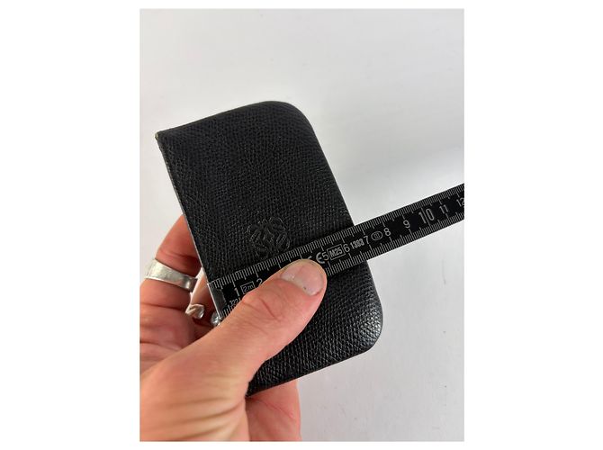 Vintage Loewe Pebbled Leather Zip Pouch Schwarz Gold - Ansicht 7