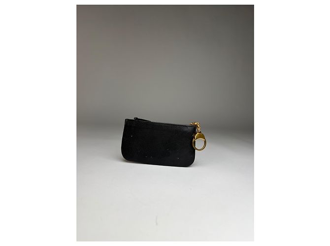 Vintage Loewe Pebbled Leather Zip Pouch Schwarz Gold - Ansicht 9