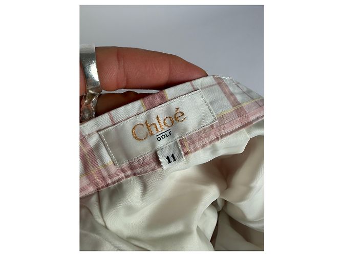 Chloé Vintage Chloe Karohose Weiß Rosa Gelb XS - Ansicht 11