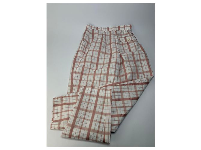 Chloé Vintage Chloe Karohose Weiß Rosa Gelb XS - Ansicht 3