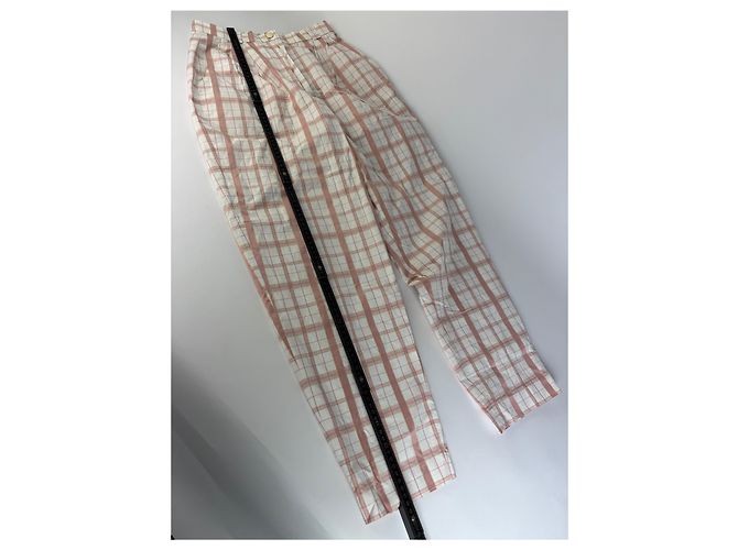 Chloé Vintage Chloe Karohose Weiß Rosa Gelb XS - Ansicht 6