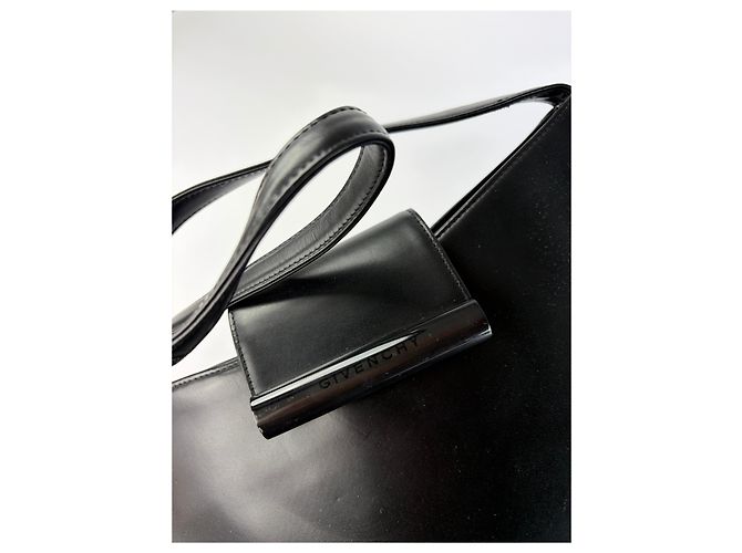 Vintage Givenchy Horizon Leather Structured Shoulder Bag Black - view 13