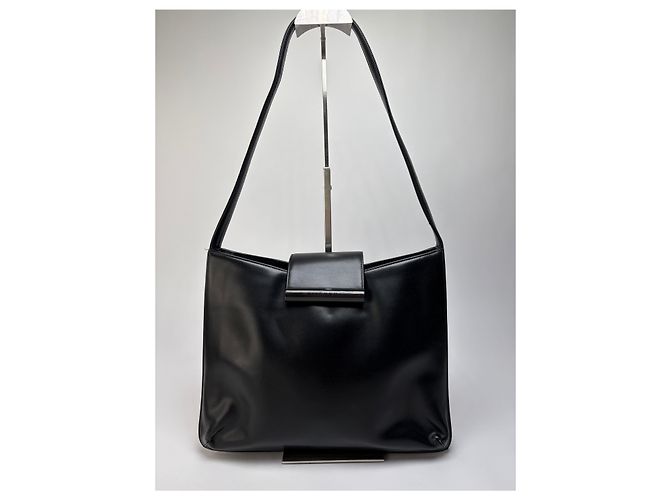 Vintage Givenchy Horizon Leather Structured Shoulder Bag Black - view 14