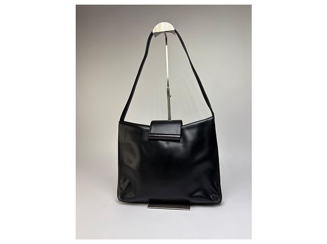 Vintage Givenchy Horizon Leather Structured Shoulder Bag Black - view 15