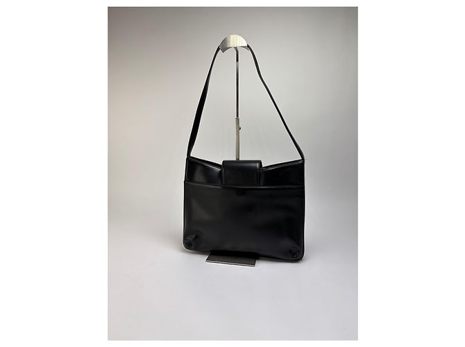 Vintage Givenchy Horizon Leather Structured Shoulder Bag Black - view 9