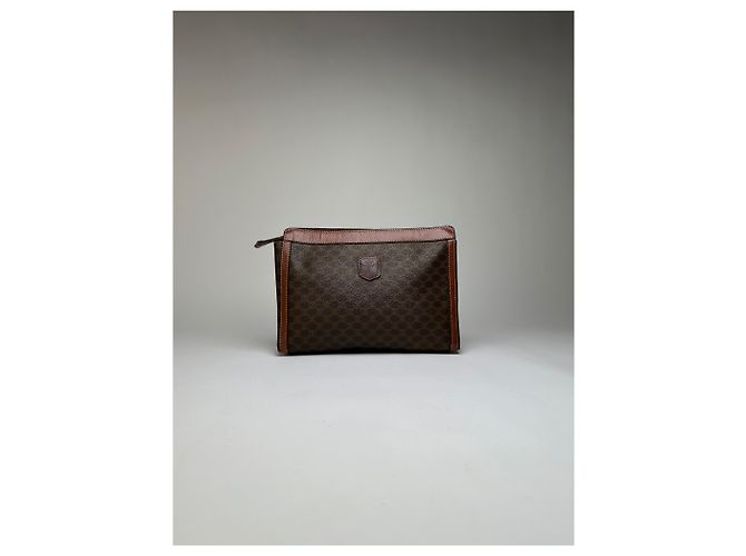 Céline Pouch con zip Vintage Celine Monogram Canvas Brown Tan Marrone - vista 13