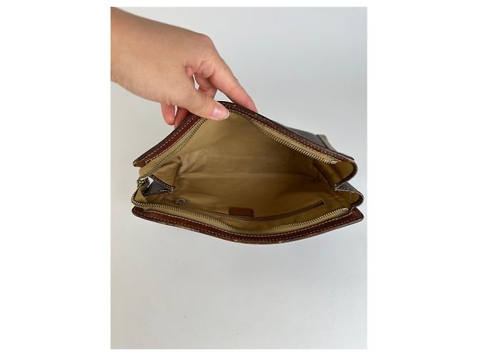 Céline Pouch con zip Vintage Celine Monogram Canvas Brown Tan Marrone - vista 3
