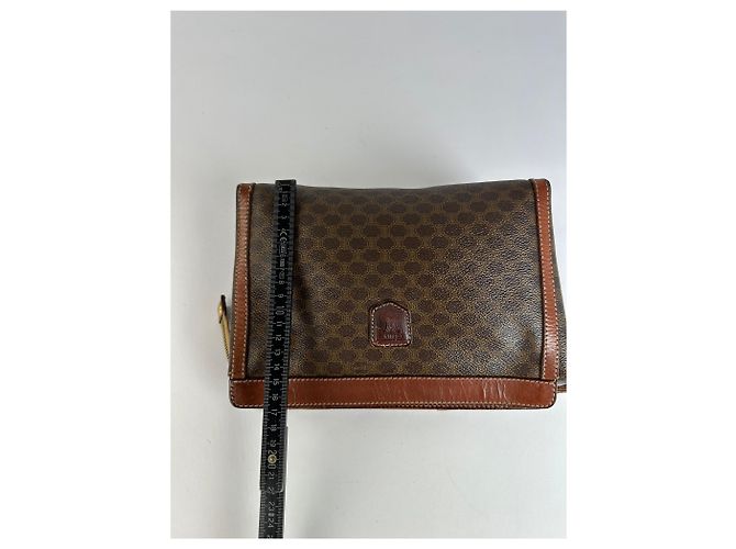 Céline Pouch con zip Vintage Celine Monogram Canvas Brown Tan Marrone - vista 9