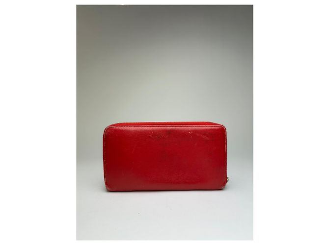Céline Vintage Celine Classic Leather Zippered Wallet Red Gold - view 11