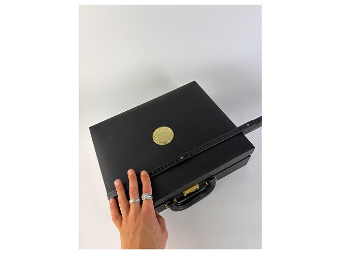 Vintage Versace Schmuckkästchen aus Leder Schwarz Gold - Ansicht 10