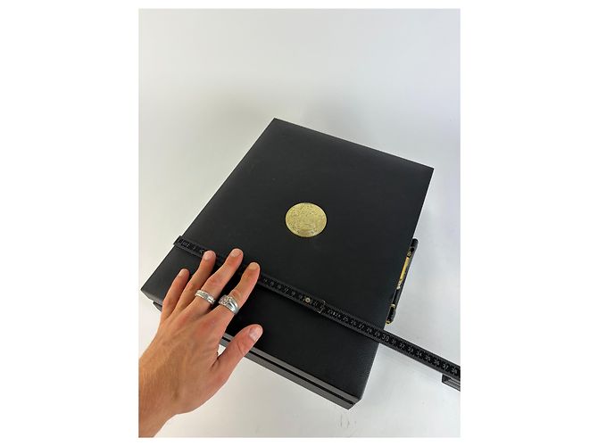 Vintage Versace Schmuckkästchen aus Leder Schwarz Gold - Ansicht 11