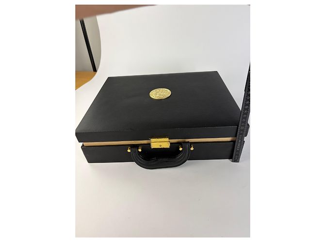 Vintage Versace Schmuckkästchen aus Leder Schwarz Gold - Ansicht 12