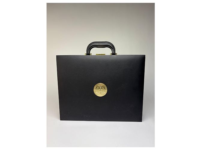 Vintage Versace Schmuckkästchen aus Leder Schwarz Gold - Ansicht 14