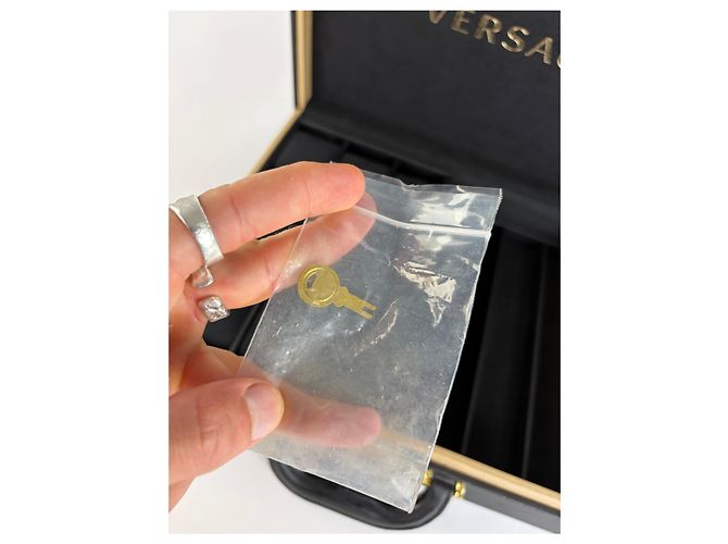 Vintage Versace Schmuckkästchen aus Leder Schwarz Gold - Ansicht 3