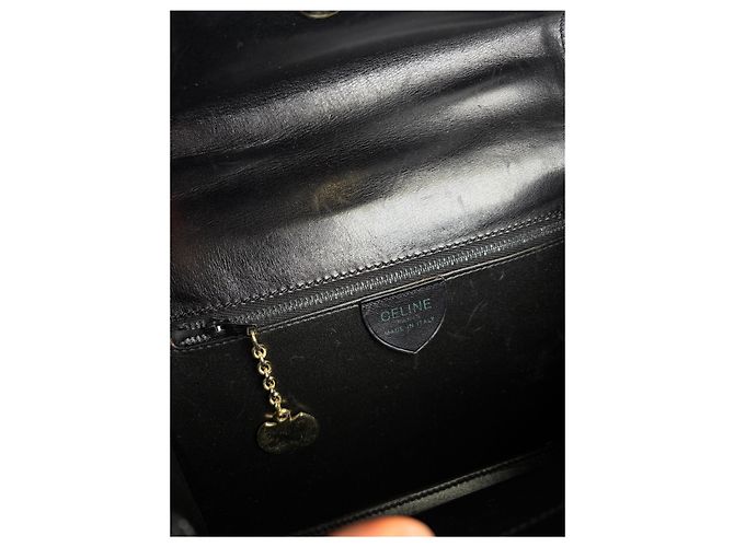 Céline Vintage Celine Structured Leather Top-Handle Bag Black Gold - view 4