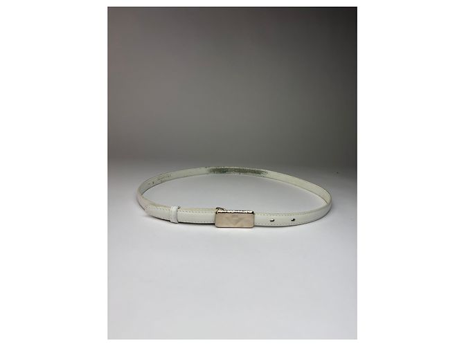 Vintage Bottega Veneta Gürtel aus glattem Leder Cream Silver Beige - Ansicht 11