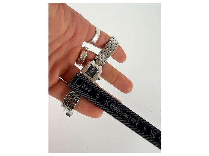 Vintage Givenchy Armbanduhr aus Edelstahl Quartz Schwarz Silber - Ansicht 10