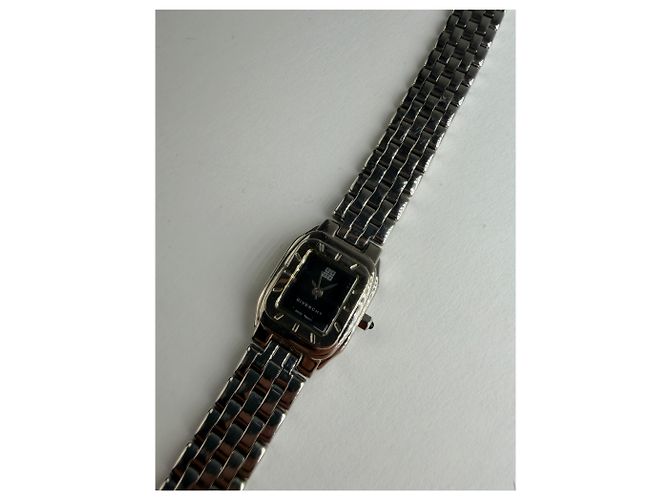 Vintage Givenchy Armbanduhr aus Edelstahl Quartz Schwarz Silber - Ansicht 2