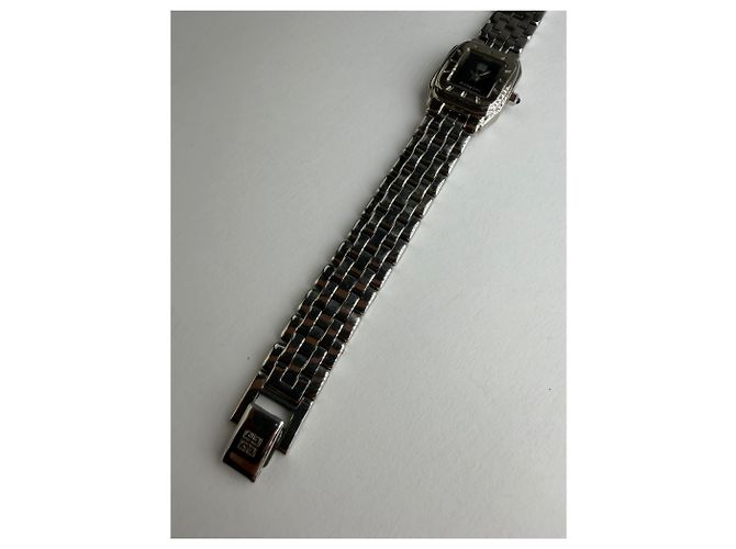 Vintage Givenchy Armbanduhr aus Edelstahl Quartz Schwarz Silber - Ansicht 4