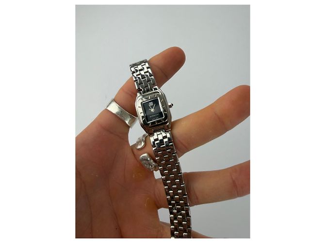 Vintage Givenchy Armbanduhr aus Edelstahl Quartz Schwarz Silber - Ansicht 6