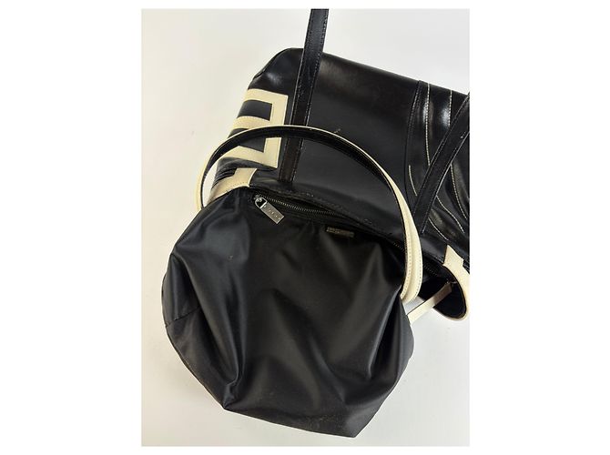 Vintage Etro Smooth Leather Tote Schwarz Creme - Ansicht 3