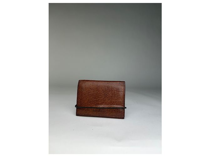 Vintage Miu Miu Grained Leather Bifold Wallet Brown Silver - view 10
