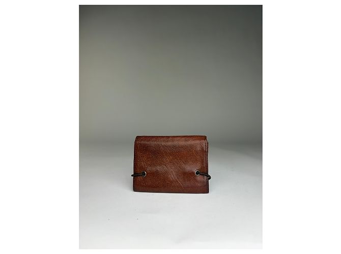 Vintage Miu Miu Grained Leather Bifold Wallet Brown Silver - view 11