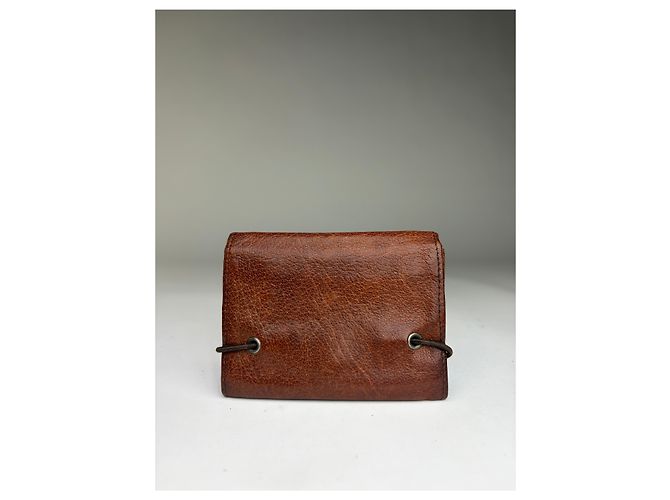 Vintage Miu Miu Grained Leather Bifold Wallet Brown Silver - view 2