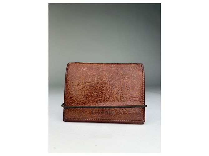 Vintage Miu Miu Grained Leather Bifold Wallet Brown Silver - view 5