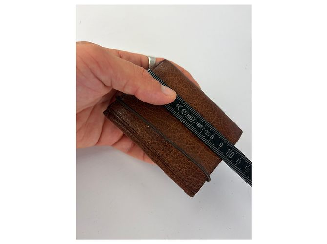 Vintage Miu Miu Grained Leather Bifold Wallet Brown Silver - view 8