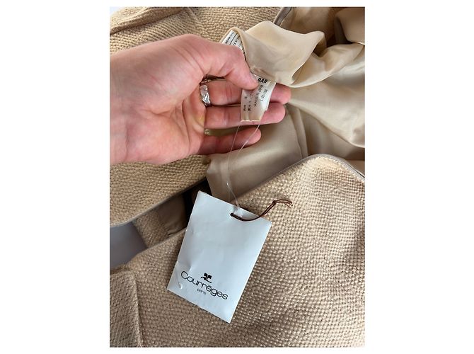 Vintage Courreges A-Linien Kleid aus Wolle Hellbeige M - Ansicht 11