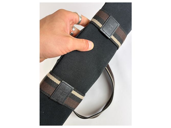 Trim Hermès Tote Vintage Hermes in Tela e Pelle Nero Argento - vista 10