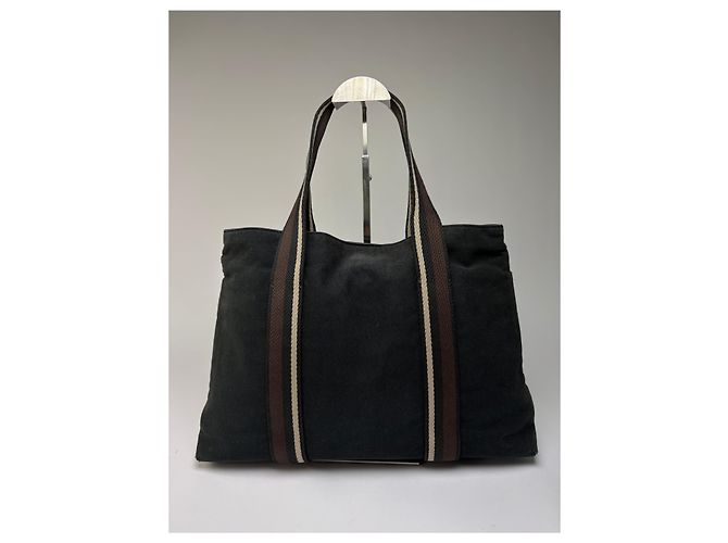 Trim Hermès Tote Vintage Hermes in Tela e Pelle Nero Argento - vista 2