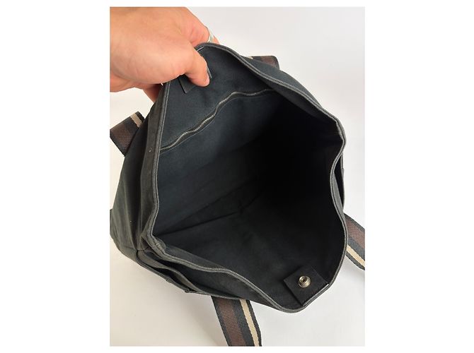 Trim Hermès Tote Vintage Hermes in Tela e Pelle Nero Argento - vista 3