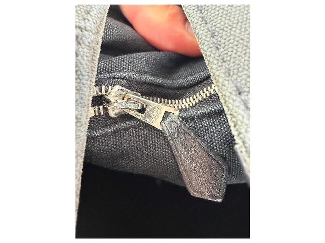 Trim Hermès Tote Vintage Hermes in Tela e Pelle Nero Argento - vista 4