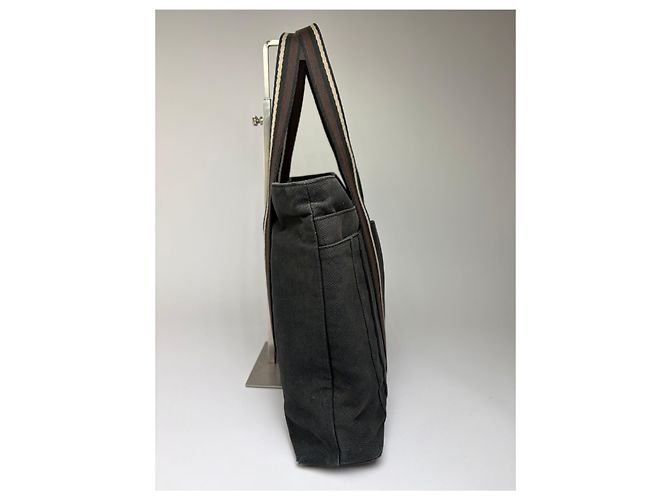 Trim Hermès Tote Vintage Hermes in Tela e Pelle Nero Argento - vista 5