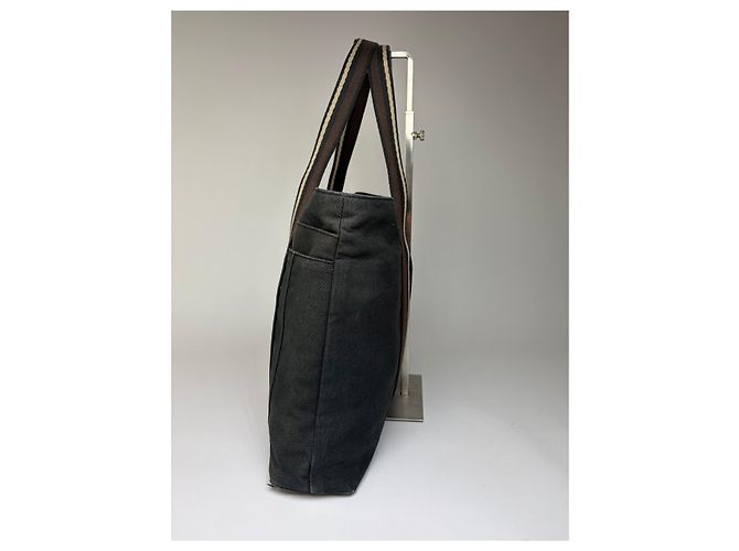 Trim Hermès Tote Vintage Hermes in Tela e Pelle Nero Argento - vista 6