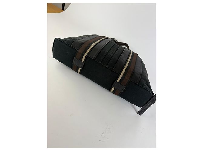 Trim Hermès Tote Vintage Hermes in Tela e Pelle Nero Argento - vista 9
