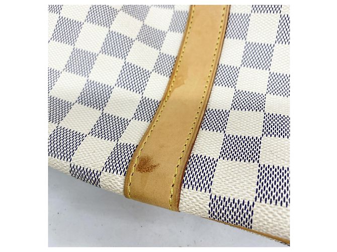 Louis Vuitton Boston Damier Azur Keepall Bandoulière 55 Bianco - vista 11