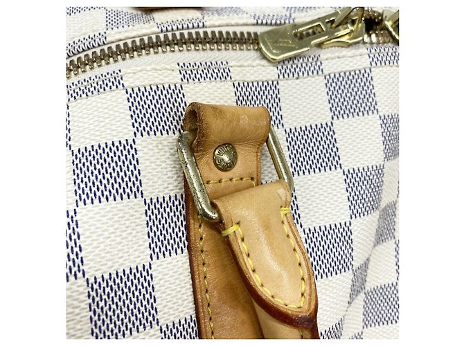 Louis Vuitton Boston Damier Azur Keepall Bandoulière 55 Bianco - vista 12