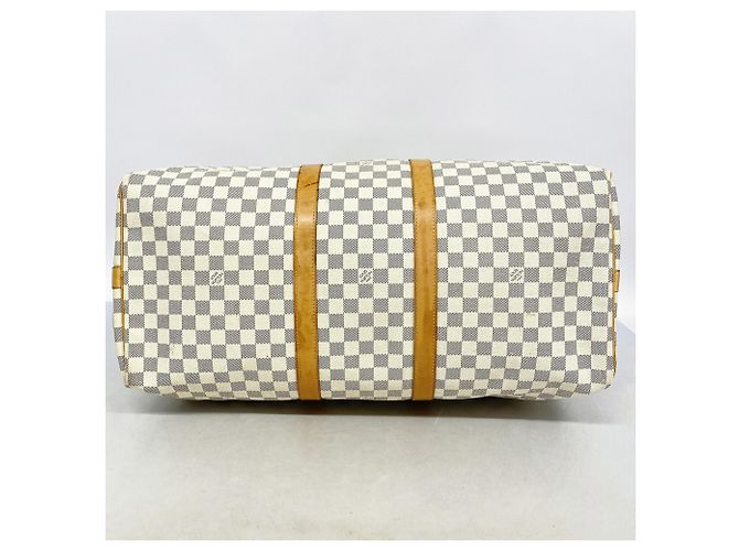 Louis Vuitton Boston Damier Azur Keepall Bandoulière 55 Bianco - vista 3