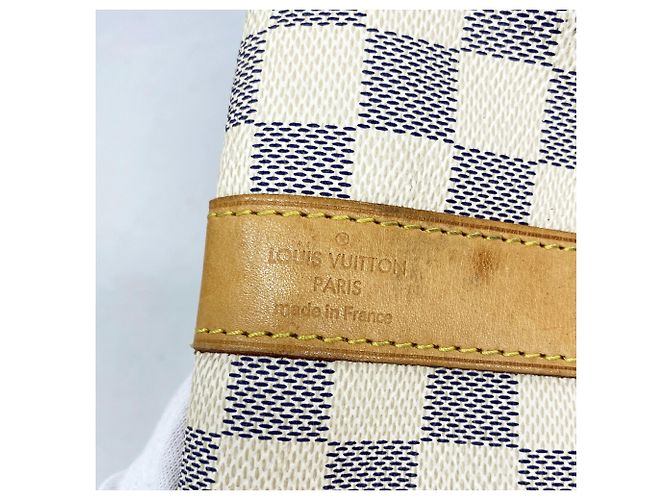Louis Vuitton Boston Damier Azur Keepall Bandoulière 55 Bianco - vista 5