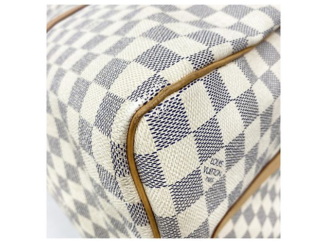 Louis Vuitton Boston Damier Azur Keepall Bandoulière 55 Bianco - vista 6