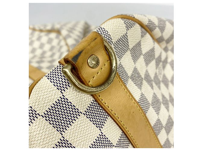 Louis Vuitton Boston Damier Azur Keepall Bandoulière 55 Bianco - vista 7