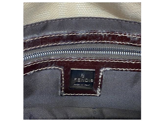 Borsa a secchiello Fendi Zucca Mamma Bucket Canvas Beige - vista 5