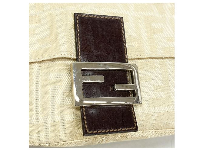 Borsa a secchiello Fendi Zucca Mamma Bucket Canvas Beige - vista 9